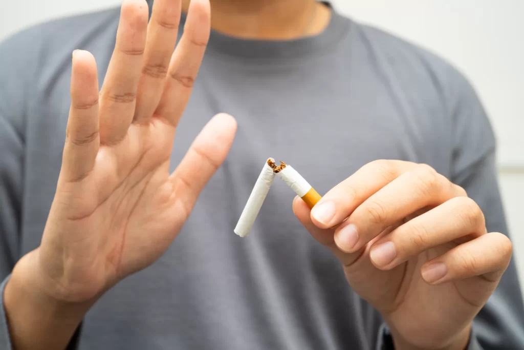 breaking cigarette to quit smoking addiction conce utc