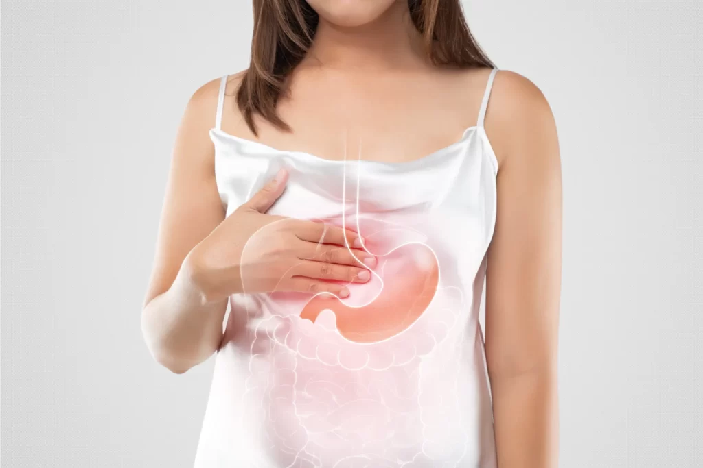 woman holding stomach illustration healthcare conc utc